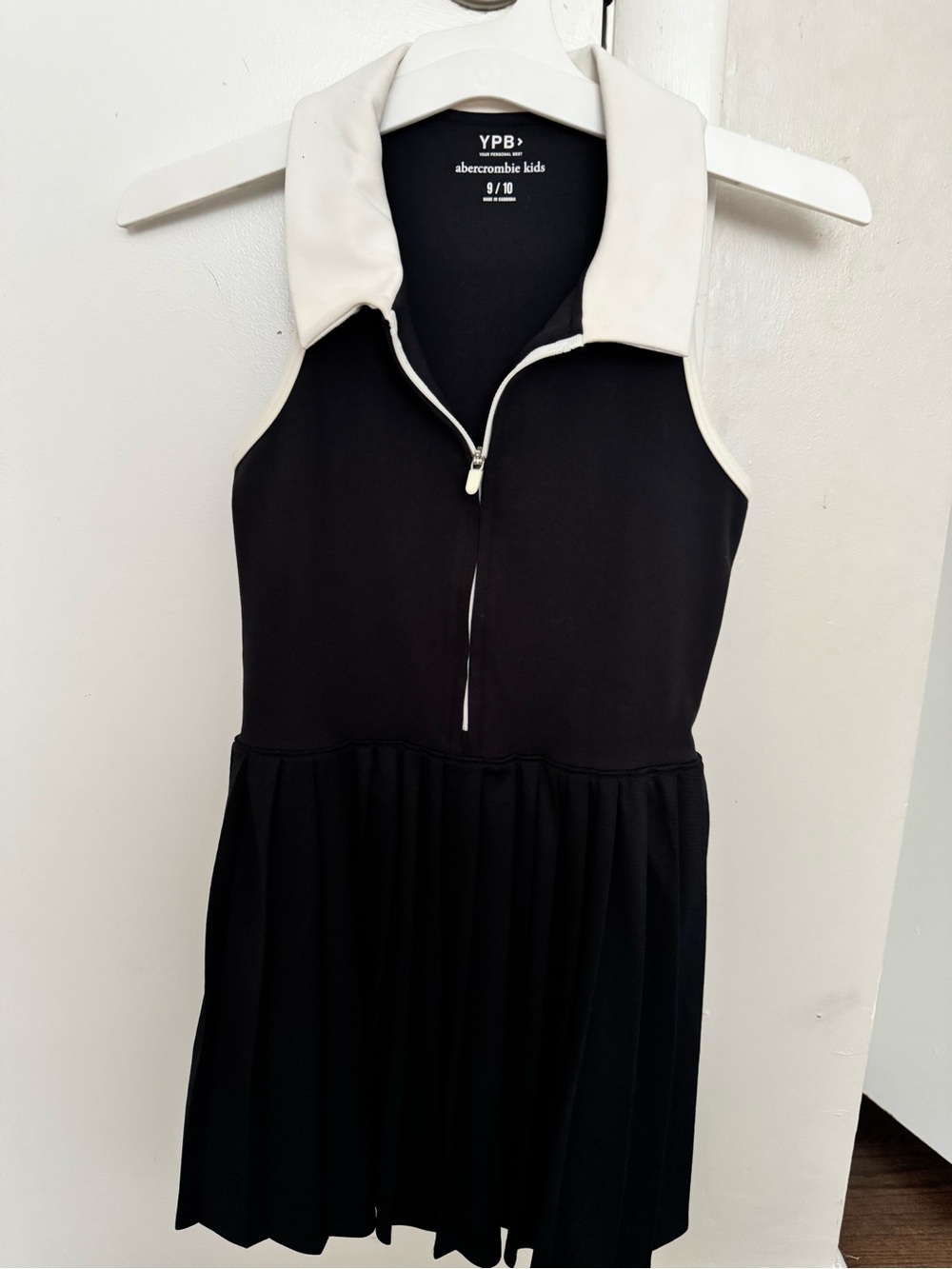 abercrombie kids Black and White Sleeveless Polo Zip tennis Dress